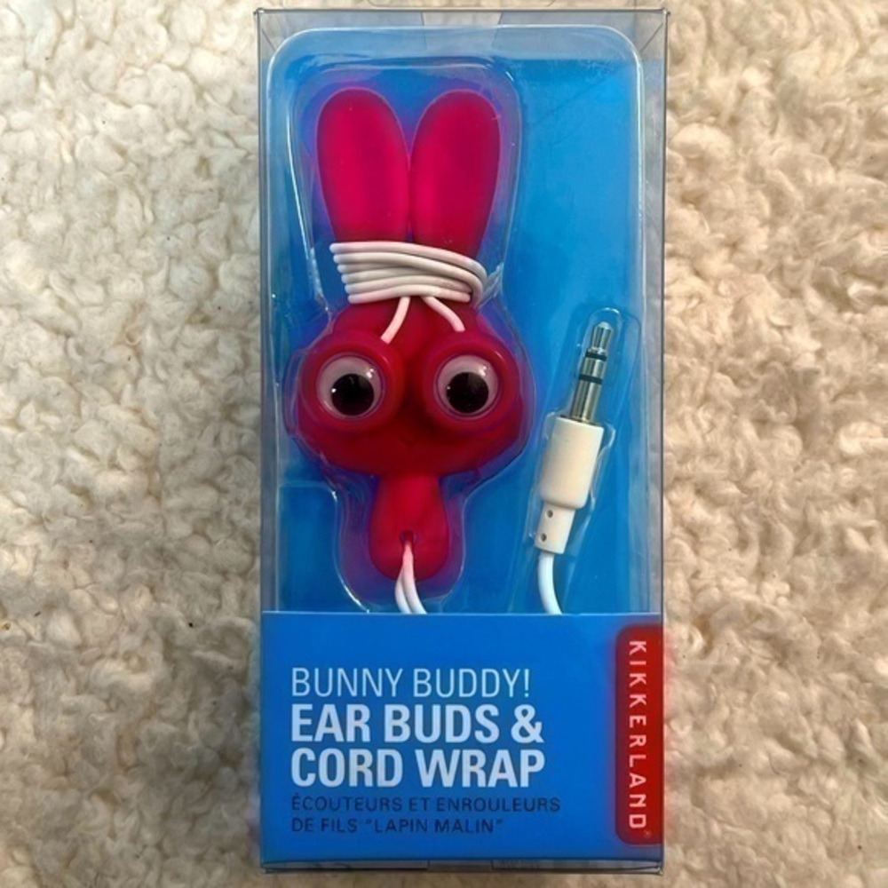 Kikkerland "Bunny Buddy" Ear Buds & Cord Wrap
